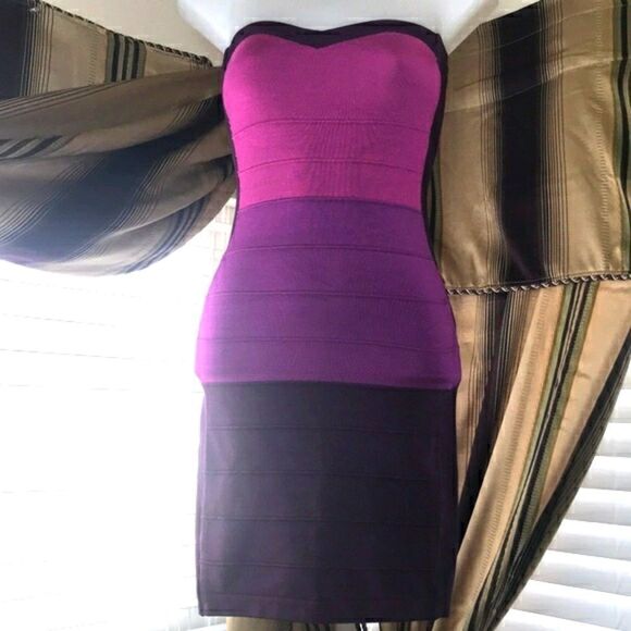 Multi Purple Bondage Dress | Bebe - Picture 2 of 12